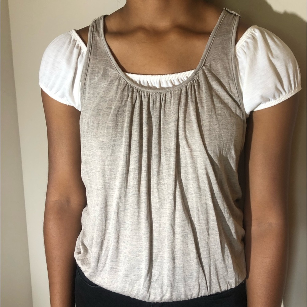 TAN & WHITE SHIRT